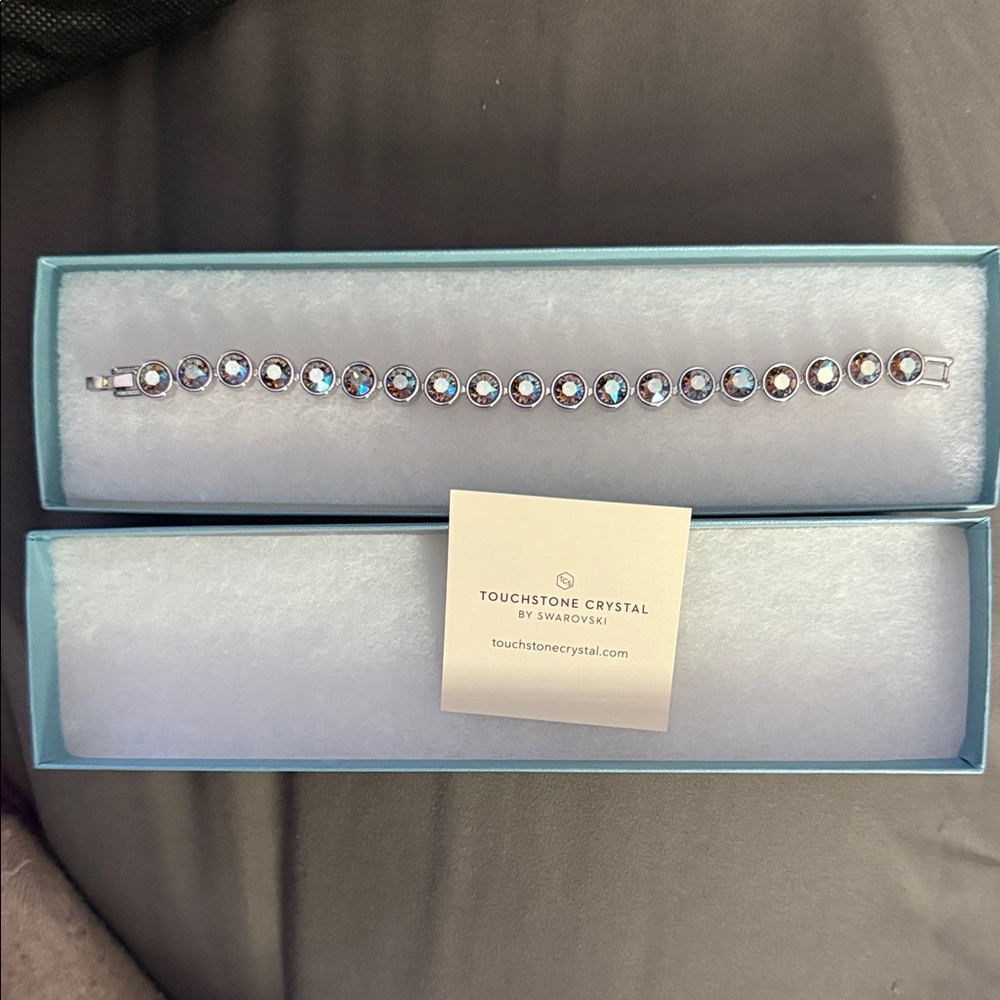 Touchstone Crystal Iridescent Blue Crystal Tennis Bracelet